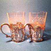 Verres à thé art nouveau Gallia