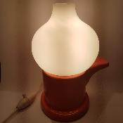 Lampe vintage céramique orange et opaline blanche