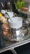 Six tasses porcelaine Ch. Field Haviland Limoges avec support en métal argenté