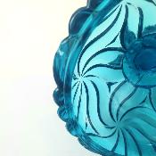 Baccarat cristal bleu, bonbonnière, drageoir XIXème modèle bambou