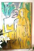 Tableau huile sur toile, le couple 1959