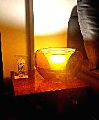 Lampe vintage en verre soufflé ambré, design italien 