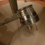 Lampe Mazda pied métal laqué gris 1950