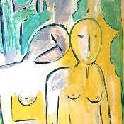 Tableau huile sur toile, le couple 1959