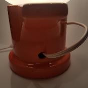 Lampe vintage céramique orange et opaline blanche