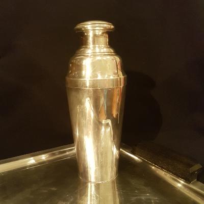 shaker à cocktail bar art déco en métal argenté