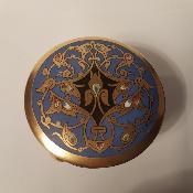 Bonbonnière boite à dragées, bleu et doré en porcelaine 1900