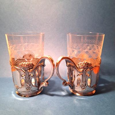 Verres à thé art nouveau Gallia